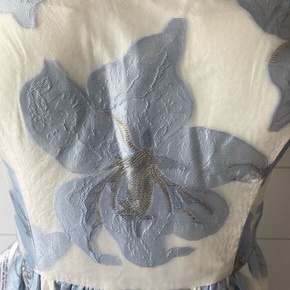 Kay Unger CASSIE MIDI DRESS Size 12 Blue, Silver, White - Picture 5 of 13